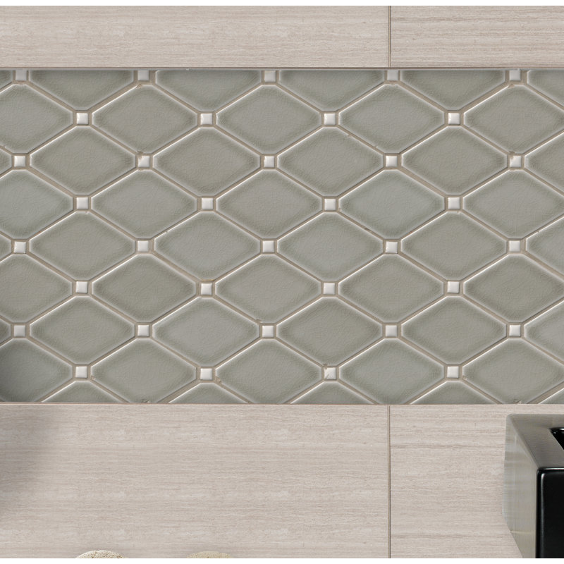 MSI Highland Park Diamond 12.28" x 12.8" Ceramic Mosaic Tile in Gray